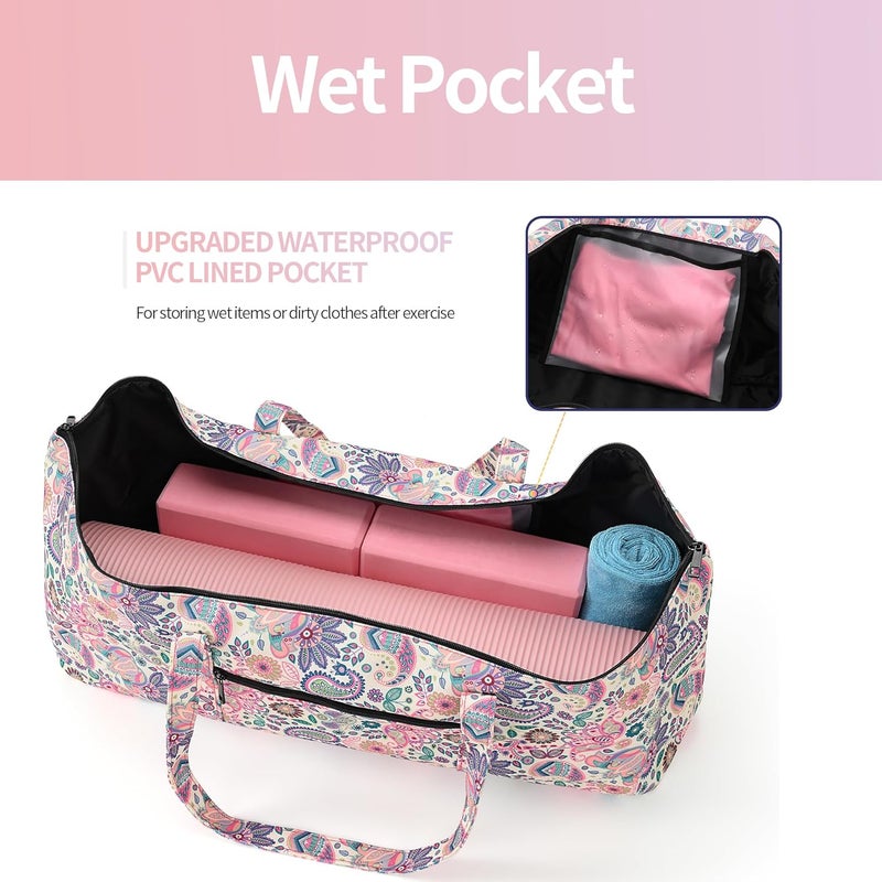 Boulder Bee | Yoga Mat Bag | Large Yoga Mat Carrier with Wet Pocket | Yoga Gifts | Gym Tote Bag for Women - Image 4